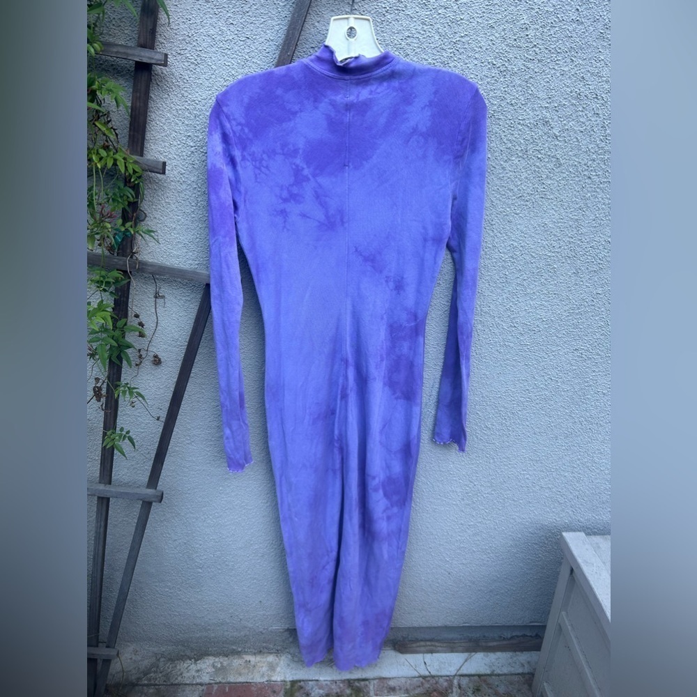 Raquel Allegra Tie Dye Long Sleeve Fitted Dress in Purple Cloud Size 2 M - Picture 11 of 11
